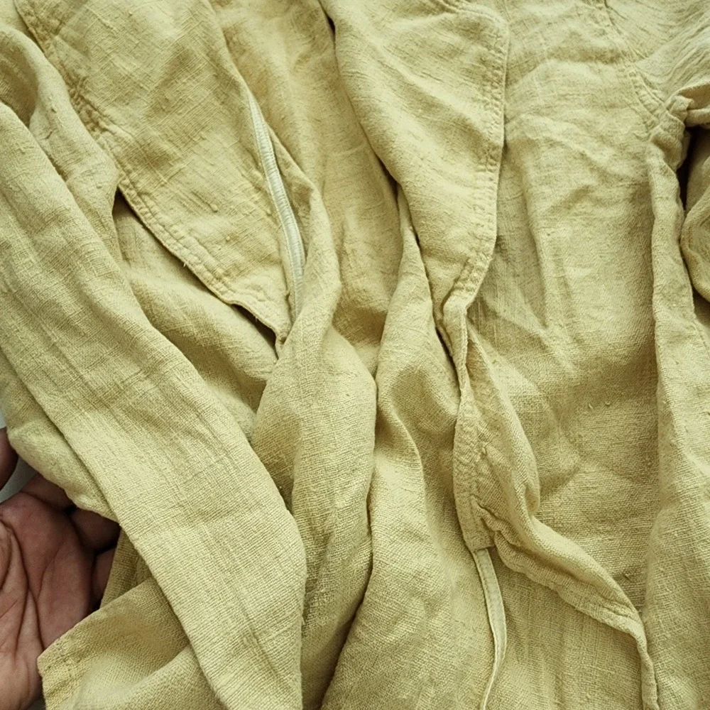 Nordli & Meerman Women Yellow Textured Draped Wrap Jacket Shawl Collar Sz 1 M
